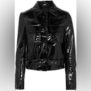 MAJE Cropped patent-leather jacket